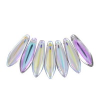 Czech Glass Daggers kralen 5x16mm Crystal silver rainbow 00030-98530
